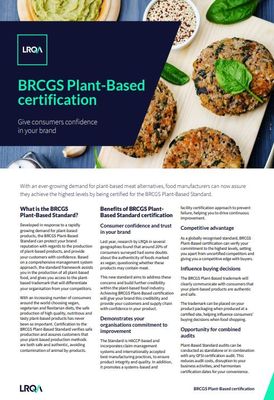 BRCGS plant based datasheet