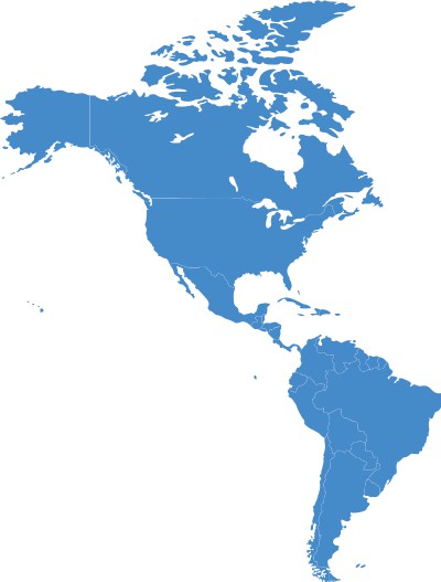 Kaart van Noord- en Zuid-Amerika