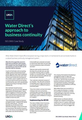 ISO 22301 Water Direct Case Study