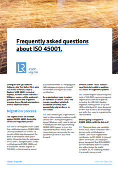iso 45001 FAQ