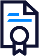 Certificate icon representing audits, certification and compliance.