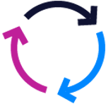Circular arrows icon representing continuous improvement and ongoing progress.