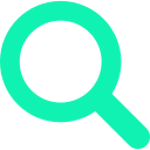 Icono de lupa verde sobre fondo transparente.