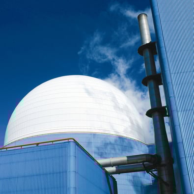 Sizewell nuclear plant reactor dome and other buildings with steam