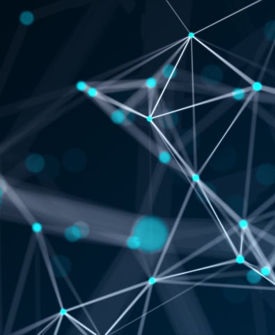 Blue neon connecting dots