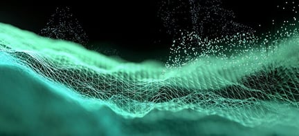 Abstract AI-inspired digital network illustrating connected data, machine intelligence and responsible AI assurance.