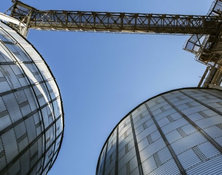 View of containers from below