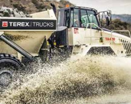 Terex Truck driving through water