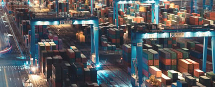 Image of a port with cargo at night